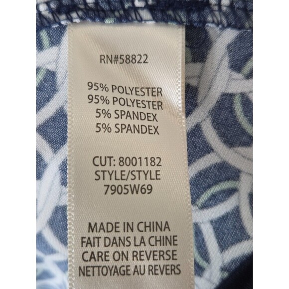 Max Studio Dress Sz XL Knee Length Geometric Print Babydoll Coquette Blue White - Picture 9 of 9